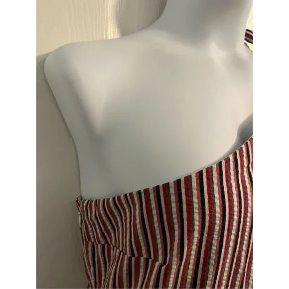 LOFT Cotton Striped One Shoulder Dress. Size 14 - Picture 4 of 7
